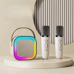 Mini Karaoke Machine for Kids Girls and Boys, Portable Bluetooth-compatible Speaker with 2 Wireless Microphones, Perfect Birthday Gift for 4-10 Year Olds