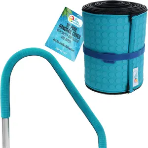 10-Foot Pool Handrail Cover with Zipper - Pool Railing Cover with Non-Slip Safety Grip Sleeve, Inground Ladder Handle, Neoprene Teal Hand Rail, Heat Protection for Safe Entry and Exit