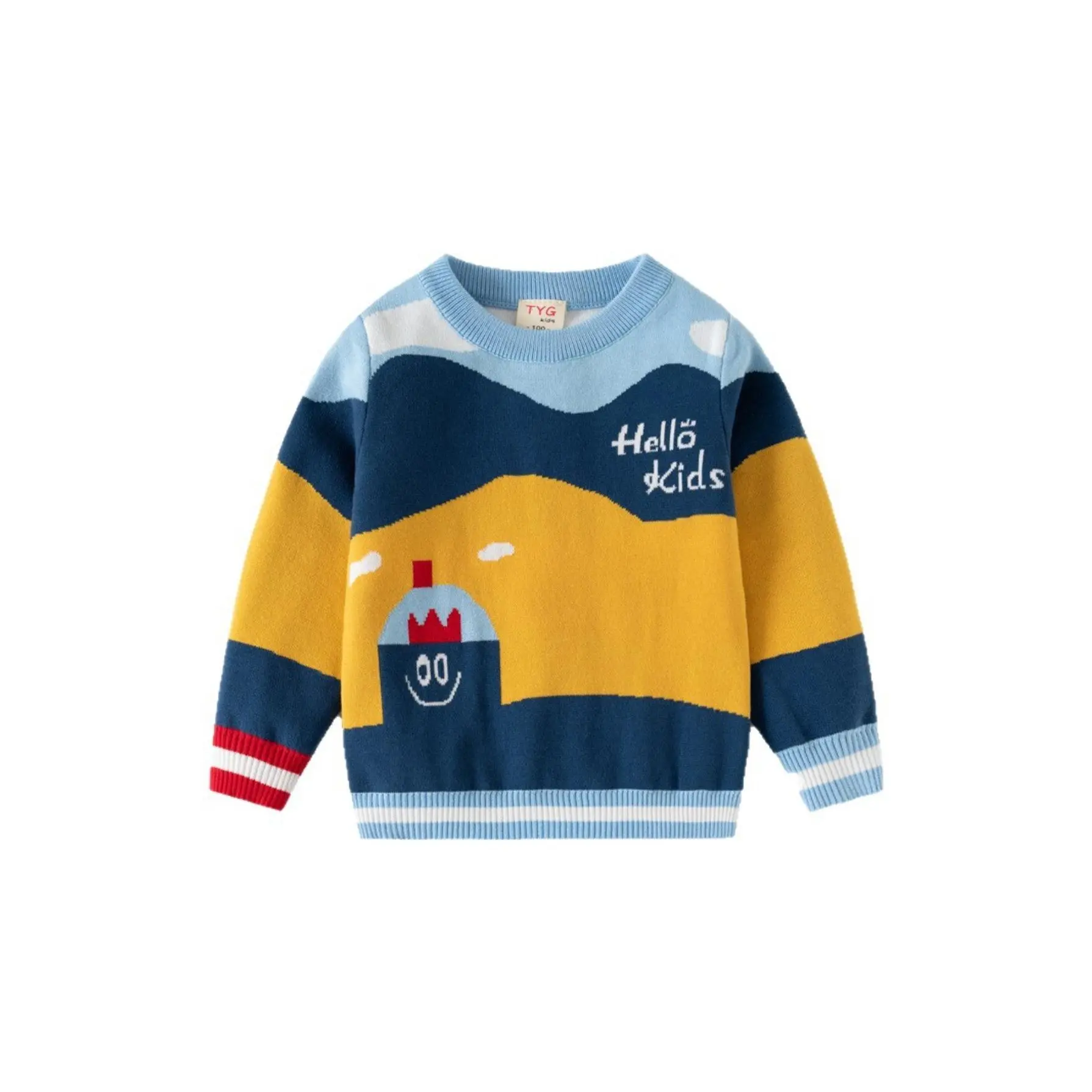 Boys' Chunky Knit Sweater - Thickened Winter Warmth with Double-Layered Insulation, Soft Stretchy Knit Fabric, Long Sleeve Round Neck Pullover for Indoor/Outdoor Play |   Cozy Casual Sweater for & Kids (Easy Overhead Design)