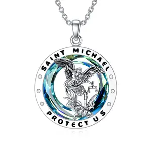 925 Sterling Silver Saint Michael Archangel Necklace Amulet Pendant Necklace Religious Jewelry for Men Women TikTokShopBlackFriday