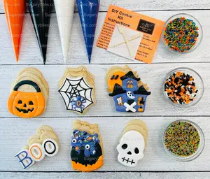 Halloween Cookie Decorating Kit, DIY Cookie Kit, (Large Cookies) ***INCLUDES 24 ITEMS*** With 4 Icing Bags & 3 Deluxe Sprinkle!