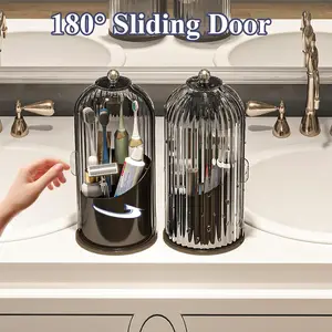 1 count Dustproof Toothbrush Holders with Cover Rotating Electric Toothbrush Toothpaste Holder Bathroom makeup Countertop 3 Slots Vanity Organizer valentines gift ideas Valentine gifts for bf boyfriend back to school