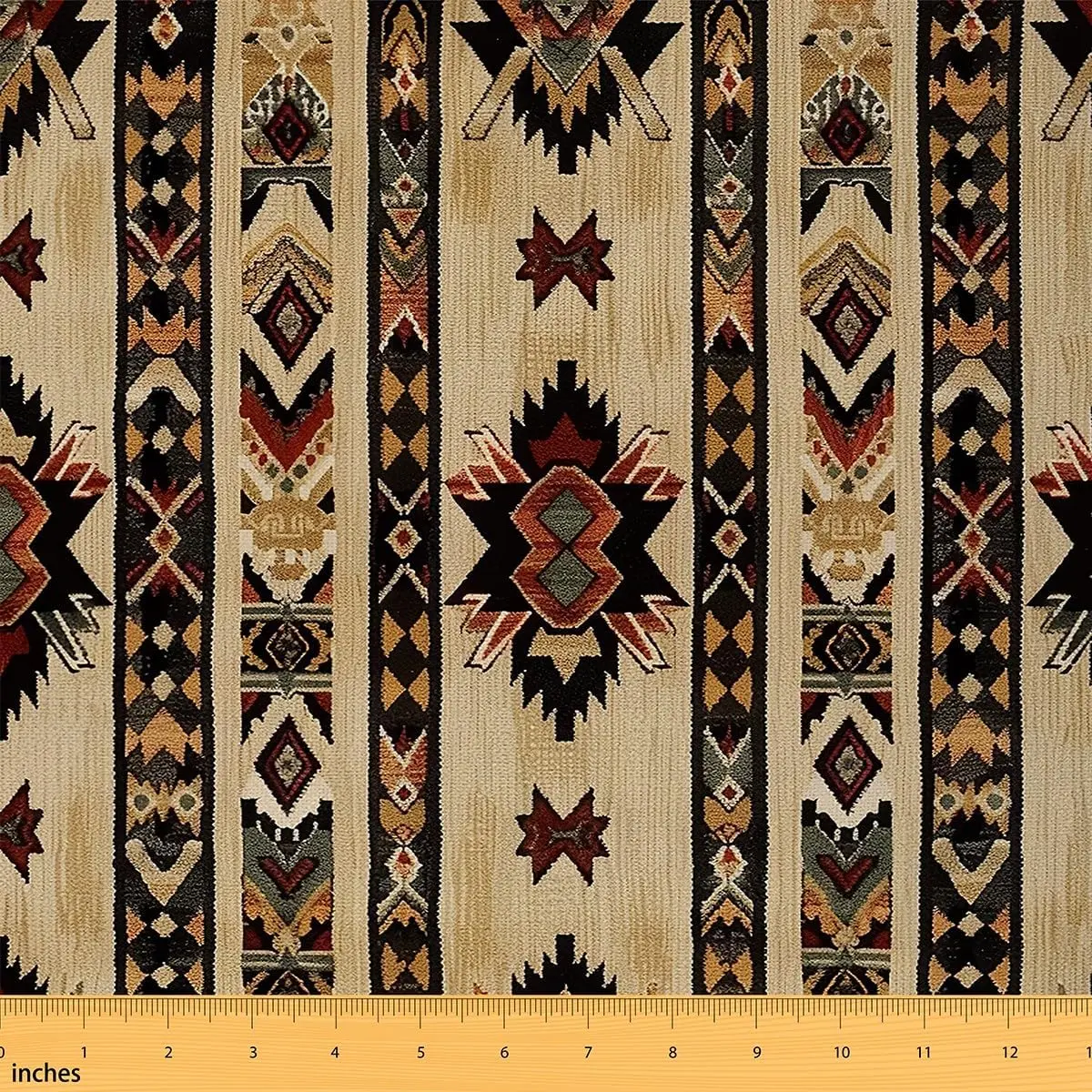 Feelyou Waterproof Wood Southwestern Upholstery Fabric by the Yd - Ethnic Geometric Pattern, Exotic Stripes for Tribal Native American Indian Decor, Ethnic Print Panels, Vintage Ethnic Prints