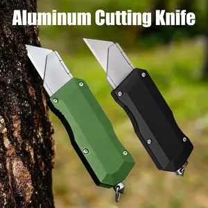 Multi-Functional Utility Knife, Quickly Open Aluminum Alloy Handle, Includes Extra 10 Sk5 Blades, Quick Blade Replacement for Outdoor Self-Defense and Gifting New