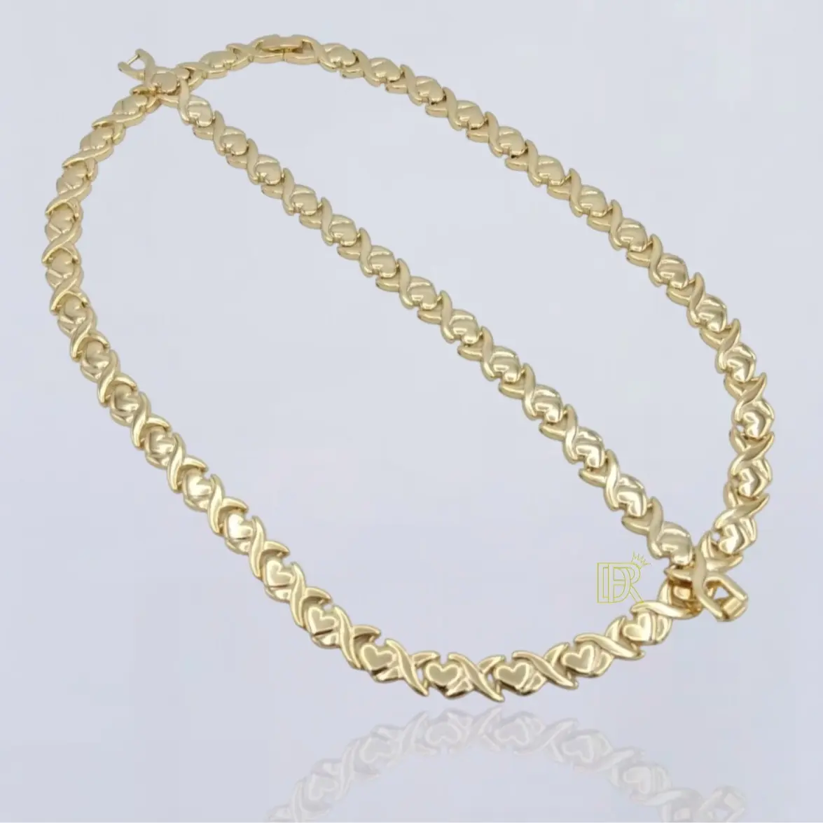 Women's 14k gold-plated choker set with XOXO-style bracelet