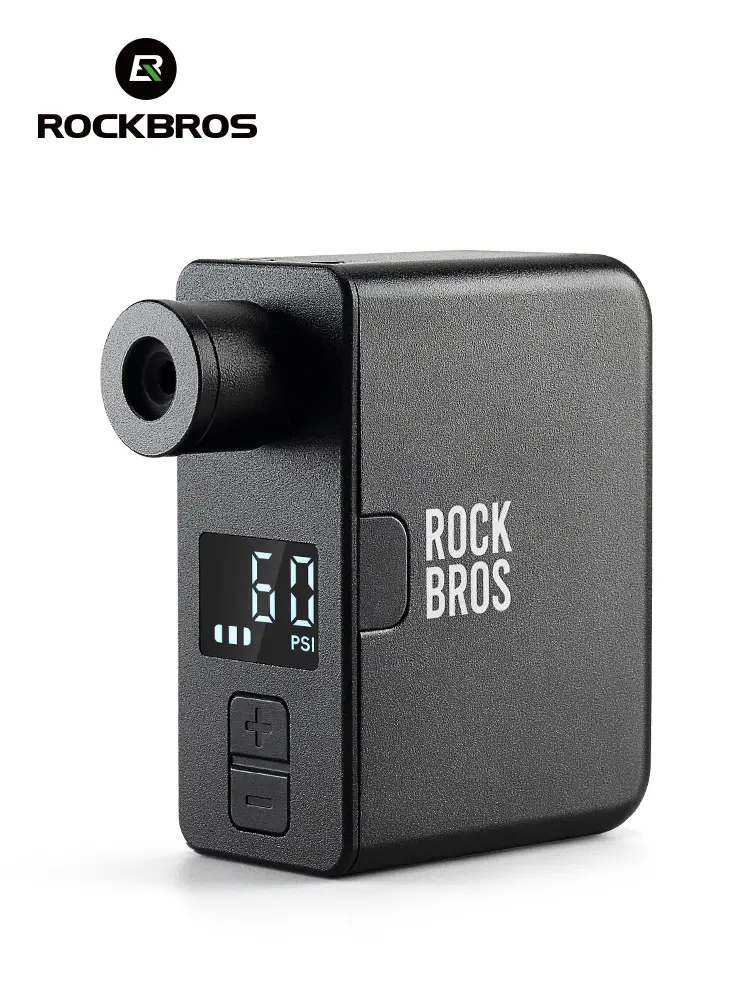 ROCKBROS Mini Bike Pump, Portable Electric 100PSI Tire Inflator with Type-C Rechargeable Battery, Presta Schrader Valves, Mini Bike Pump Accessories, Cycling Gifts for Men Women, Road Bike Parts