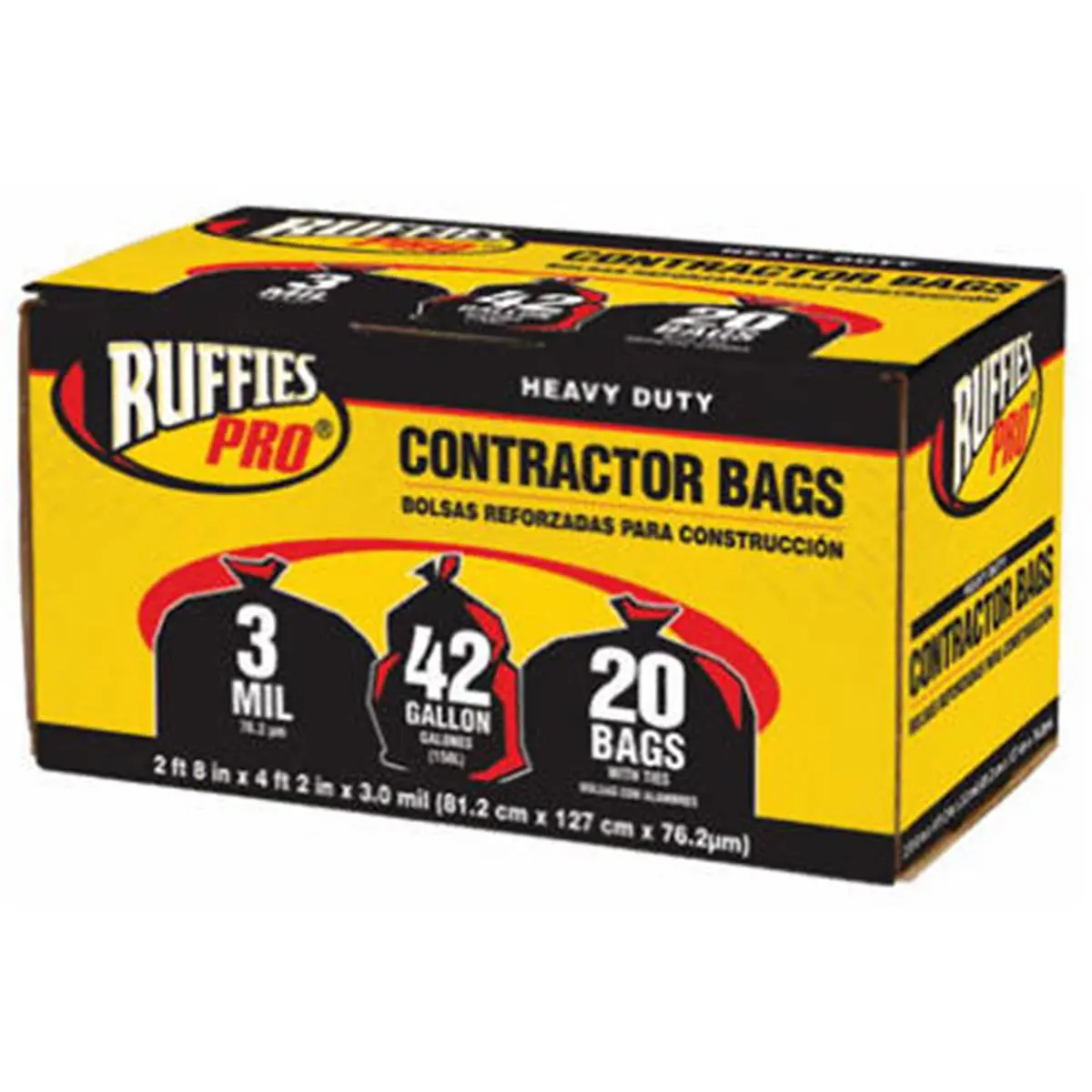 212 MAIN Ultra Strong Durable Disposable Plastic Trash Bags, 3 Mil Gauge Black Plastic Bags for Construction, 20-Pack 42gal 32x50in Home Care Supplies