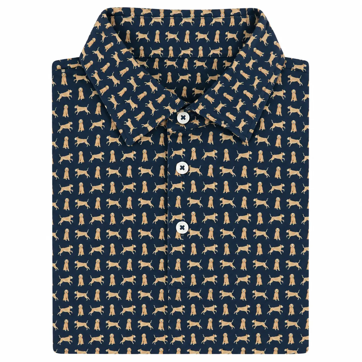Men's Coastal Print Performance Polo Shirt Lightweight Golf Casual Short Sleeve