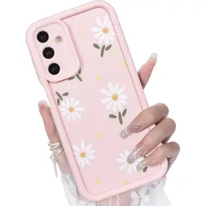 for Samsung Galaxy A15 5G Case, Creative Flower Pattern Design Girls Women Liquid Silicone Cover, Thicker Frame Shockproof and Scratch-Resistant Soft Case for Samsung A15 - Pink