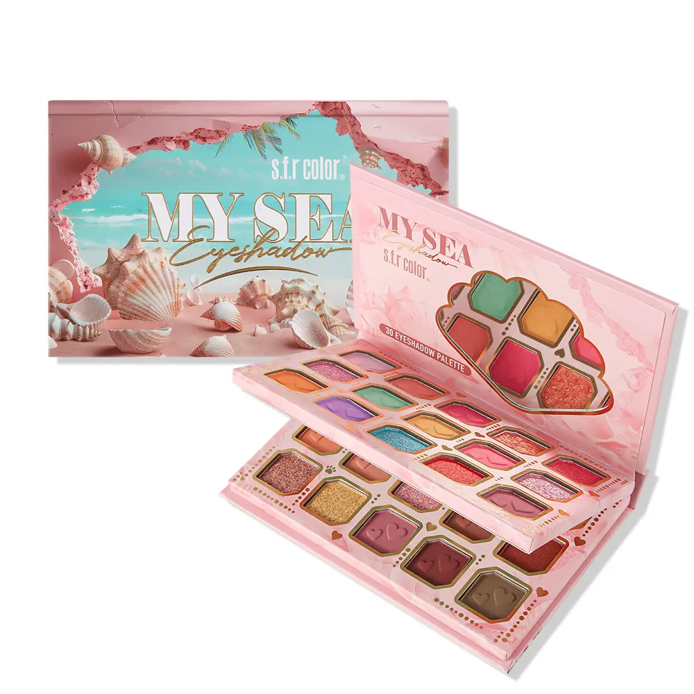 30-shade dopamine rainbow candy eyeshadow palette, double-layer with mirror, macaron pastel & bold colors, matte + shimmer glitter combo, sparkly shimmer eyeshadow, long-wear pigmented makeup for stage, smoky eyes & festivals