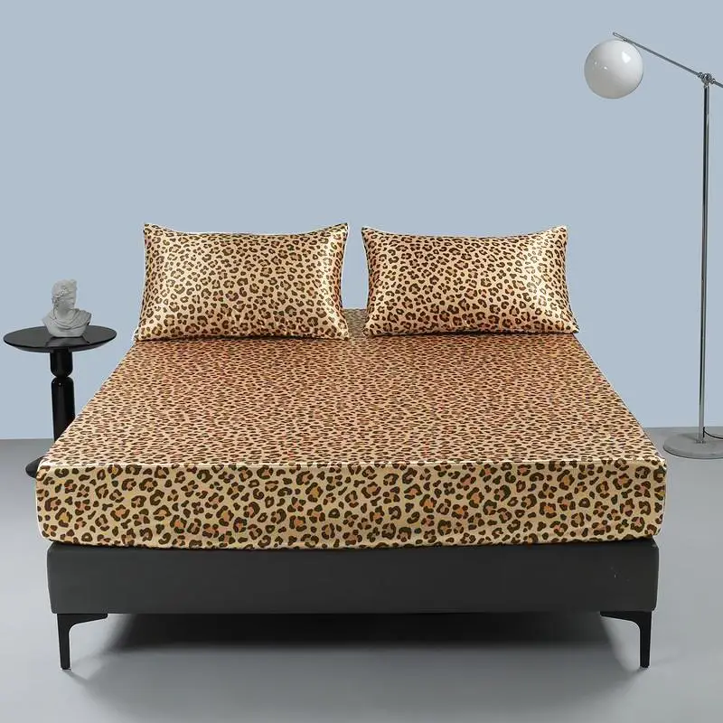 Leopard Print Bedding Set, 1 Count Fitted Sheet and 1/2 Counts Pillowcase without Filler, Soft Comfortable Bedding Set for Home Bedroom