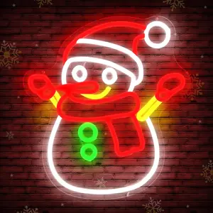 ROSNEK Dimmable Christmas Snowman LED Neon Sign - Wall-Mounted USB-Powered LED Corner Lamp, Room Accessory for Bedroom, Christmas Gift
