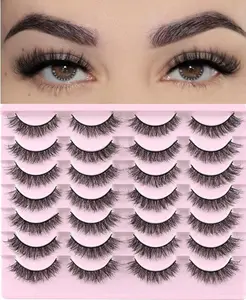 FARRED Natural Lashes Short Eyelashes Wispy False Mink Lash Pack 14 Pair Natural Look Fluffy Cat Eye Strip Eyelash Small Fake Lashes Full Pestañas Sets for MUA and Beginners Daily Makeup (F1 | 8-14mm)