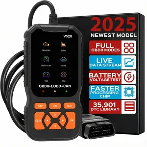 OBD2 diagnostic scanner, USB powered engine fault detector, code reader, supports I/M function, available in 10 languages,battery-free
