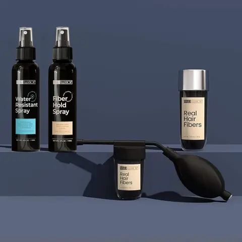 Hair Illusion 100% Real Hair Fibers Kit: Fibers, Hold & Water Spray, Applicator Instant Natural Hair  Enhancement Sensitive Blend Non Synthetic