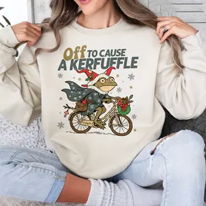 Off to Cause a Kerfuffle Frog Christmas Hoodie Shirt,Holiday Hoodie ,Funny Shirt