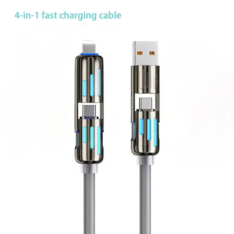 Magic John 4-In-1 Smart Device Multifunctional Charging Cable, Supports USB a Type-C Lightning, 240w Super Fast Charging Data Sync, Universal Charger