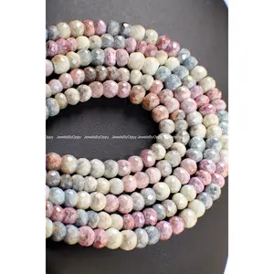 Natural Multi Pink Silverite Sapphire Faceted Rondelle 6.5-8mm, Rare , heavy weight , Jewelry Making Gemstone Beads 3",6",13" Strand