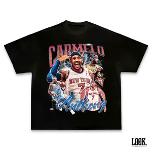 Carmelo Anthony Graphic Tee, Y2K Rap Streetwear T-Shirt, Unisex Crew Neck Tee, Vintage Hip-Hop Graphic, Sports Style, Casual Cotton Fit