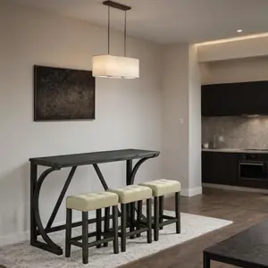 Hudson Counter-Height Dining Set with USB Charging & 3 Tufted Stools - 4 Piece Dining Room Set