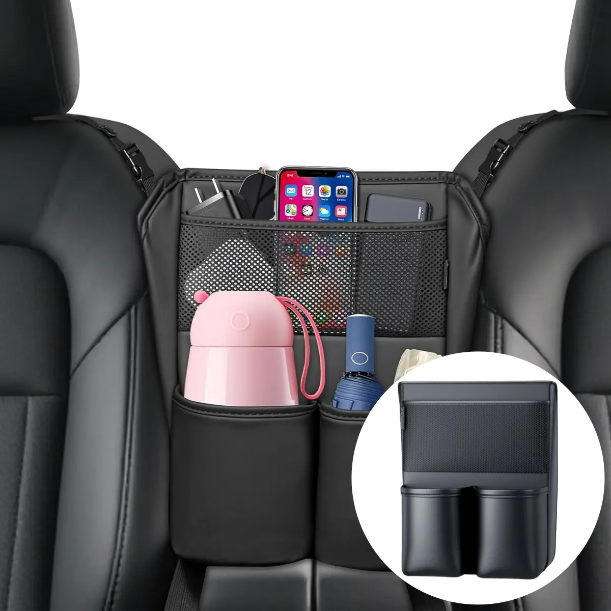 Foldable Waterproof Car Trash Can - Cars Accessories, Between-Seat Hanging Cup Holder, Storage Pocket, Back Seat Tissue Box Organizer, Backseat Organizer, Car Interior Organizer