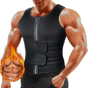 Men's Compression Sweat Vest Waist Trainer Body Shaper Tank Top Waist Belt Shapers Sweat Vest for Gym Workout Neoprene Zipper