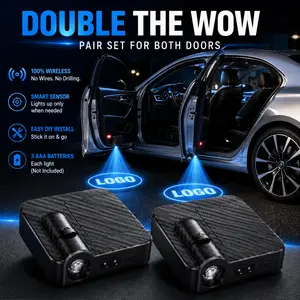 Wireless Car Door Projector Light 2-Pack – LED Logo Welcome Puddle Lights, Auto Sensor, No Wiring Needed