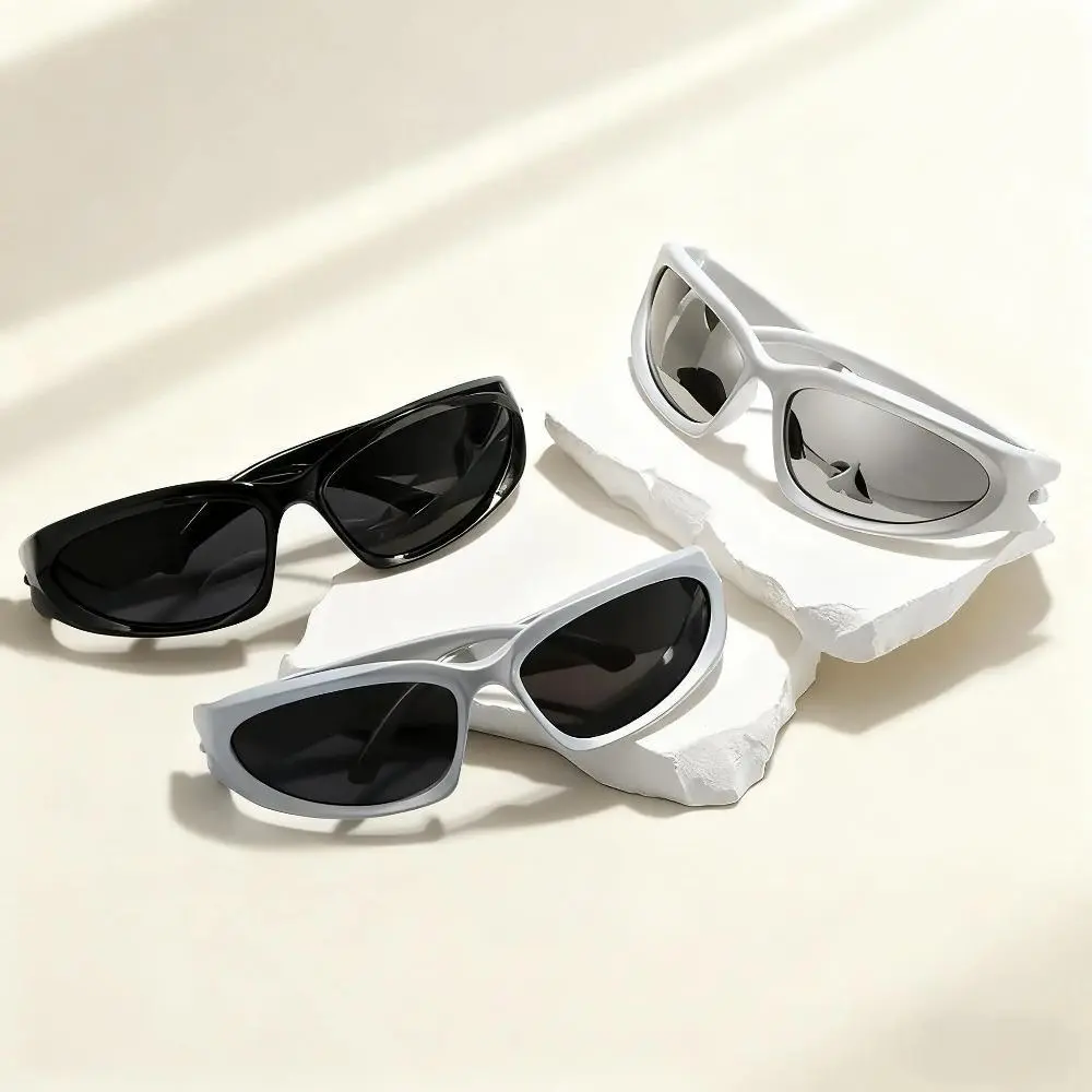 3-Pack Y2K Oval Sunglasses, Punk Mirror Color Shades, Trendy Goggle Eyewear for Men Women