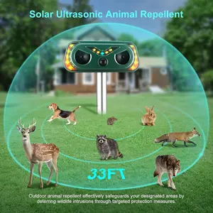 Ultrasonic Cat Repellent for Garden, IP66 Waterproof Fox Deterrent with Motion Sensor & Flame Lights, USB & Solar Cat Scarer, Fox Repellent for Cat, Dog, Fox, Squirrel fathersdaygiftideas