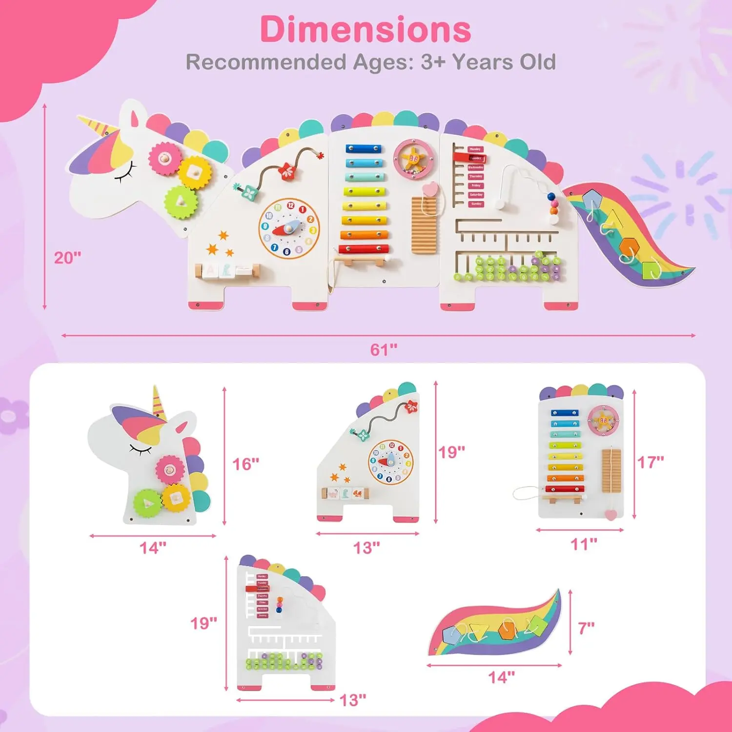 Unicorn White, 61” x 20” x 0.5” (L × W × H)