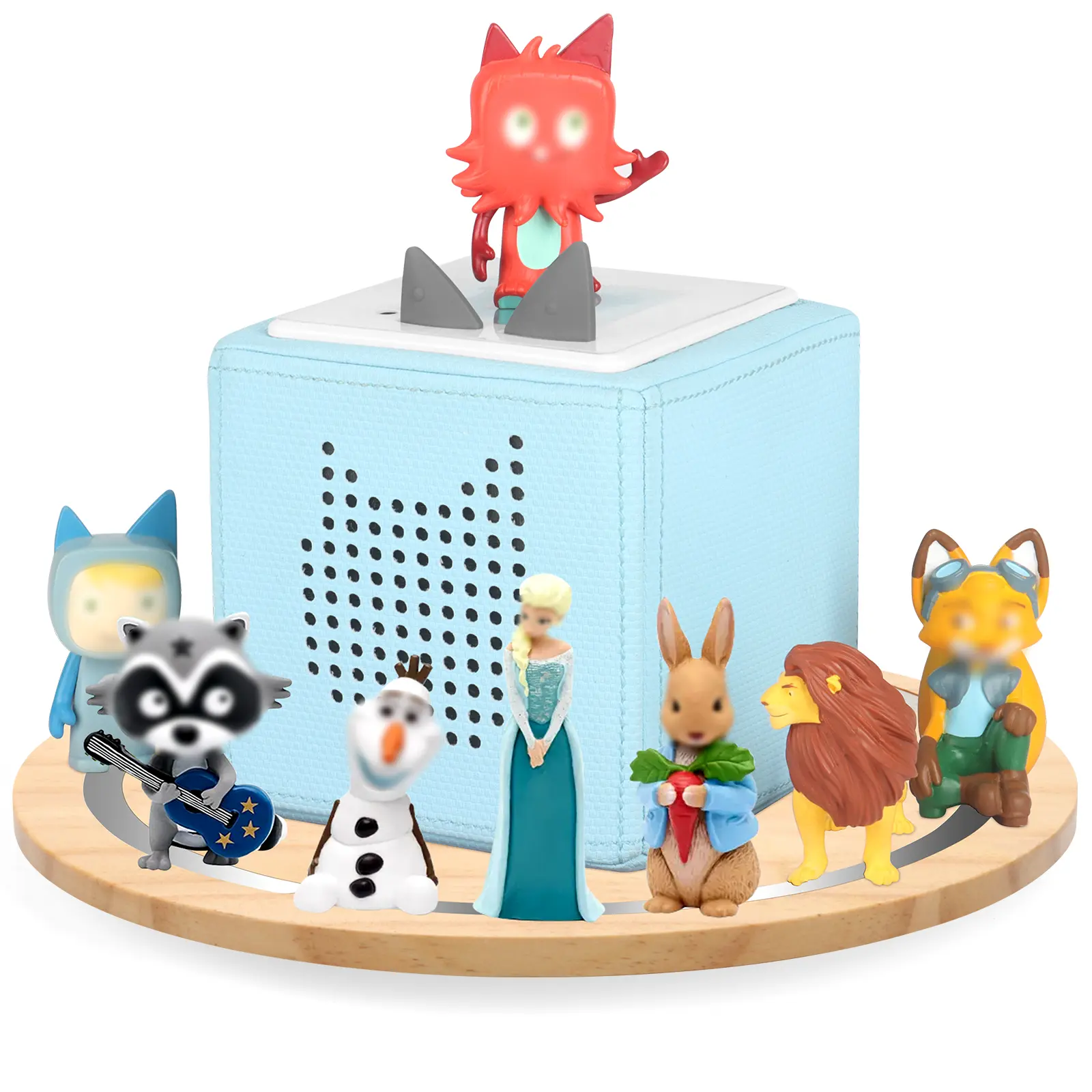 360° Round Turntable for Tonies Box 1/2 Organizer Storage Shelf, Magnetic Stand Holder for Toniebox Player Tonies Figures, Display Collection 10~15 Tonie Box Characters (Natura)