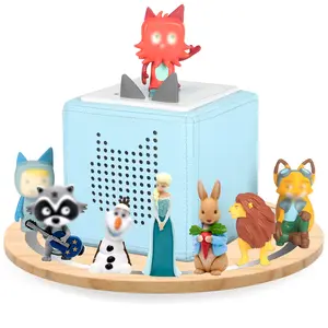 360° Round Turntable for Tonies Box Organizer Tonie Storage Shelf, Magnetic Floating Shelves for Toniebox, Tonies Characters, Display Collection 10~20 Characters (Pink) Racks Wooden Figures Gift Room Grey