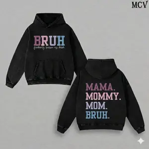 Mom Nickname Evolution Washed Hoodie, Funny Family Humor Vintage Oversized Pullover