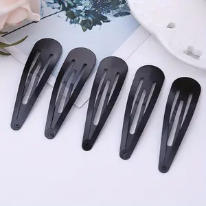 50pcs Black Water Drop BB Hair Clips, Non-slip Metal Snap Barrettes For Hairstyling, DIY Hair Accessories, Flat Hair Clips