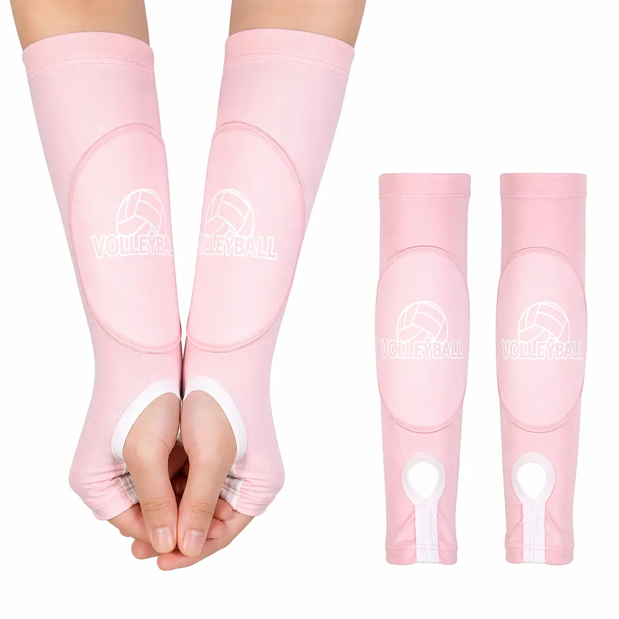 Volleyball Forearm Sleeves With Padding Thumb Hole Design Breathable Arm Protection For Training And Games