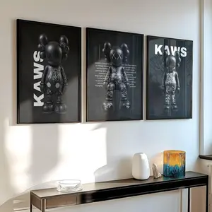 Hypebeast Toys, 3 Piece Set, Kaws Graffiti Black and White Poster Unframed