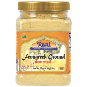 Rani Fenugreek (Methi) Seeds Ground Powder 16oz (454g) Trigonella foenum graecum | Gluten Friendly | Non-GMO (used in cooking & Ayurvedic spice)