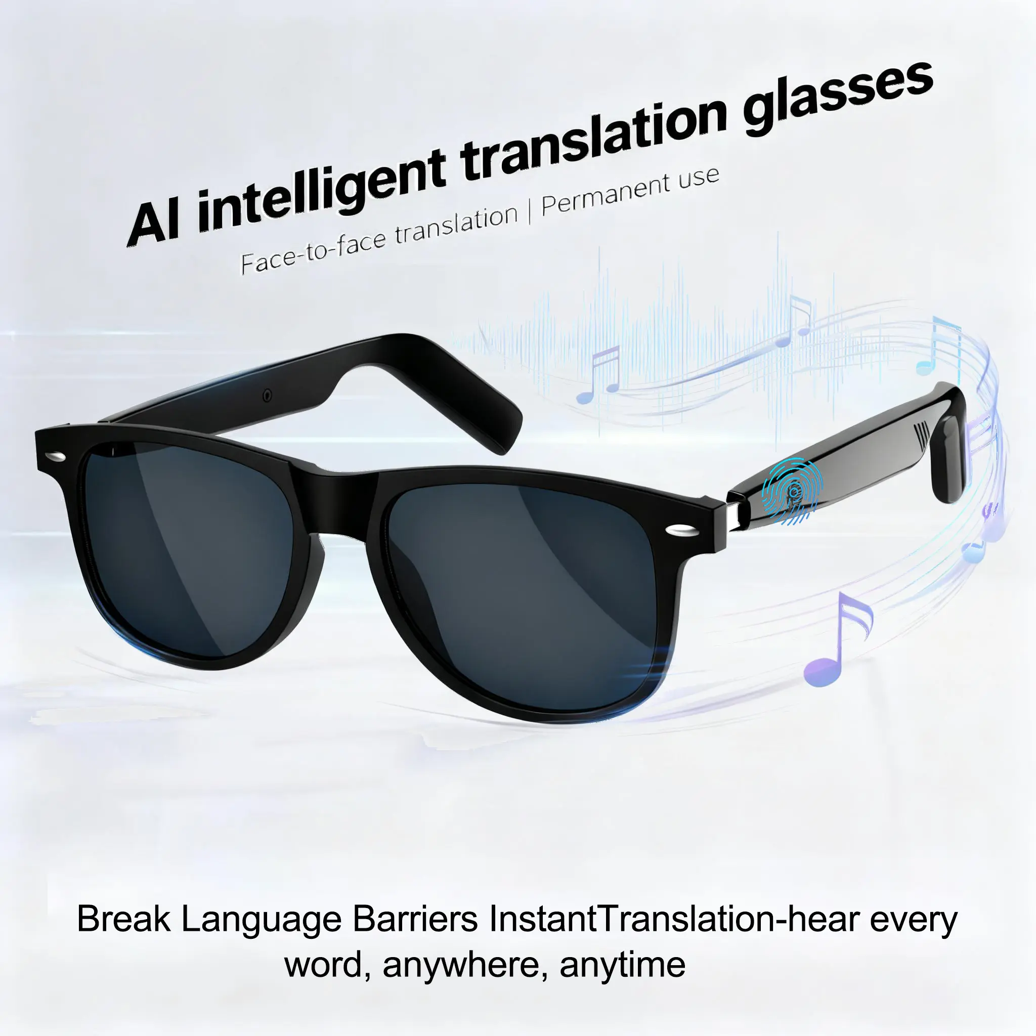 SG-23 Luxury Wearable AI Smart Glasses - Magnetic, High Fidelity Wireless Bluetooth Audio, Open Ear Music Sunglasses, Real-Time Voice Translation, App Supported Multi-Language Translator for Travel