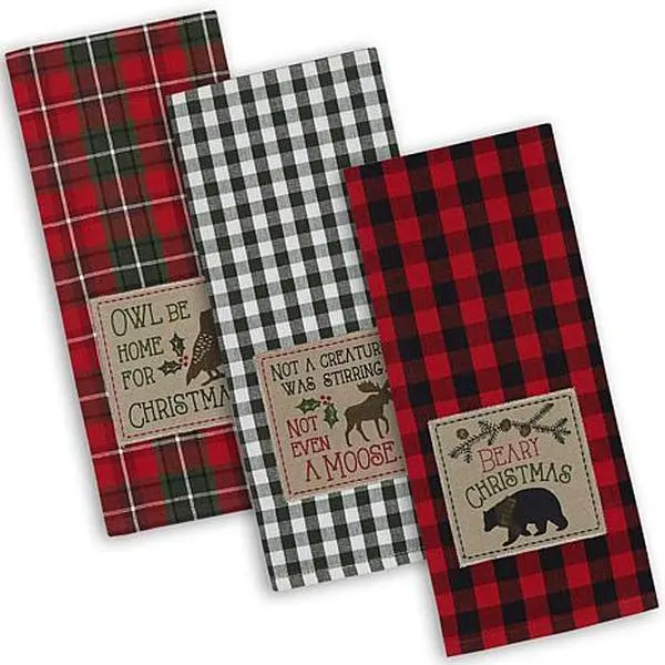 Design Imports Cabin Christmas Kitchen Towels Set of 3