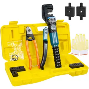 10 Ton Hydraulic Crimping Tool and  , Hydraulic Wire   Lug Terminal  Crimping Tool with 11 Dies, Wire Swaging Tool for 1/8" to 3/16"  Railing Hardware