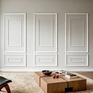 fathersdaygift VEVOR Wall Molding 3 Pack, Wainscoting Panels Kit with Dual-Line Wide Narrow Profile, Lightweight Paintable Polystyrene, Easy to Install Accent Wall Trim for Interior Living Room, Bedroom, White