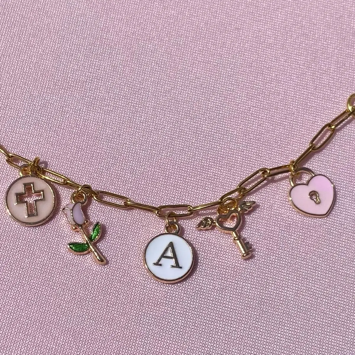Custom Charm Jewelry, 18k gold plated chains