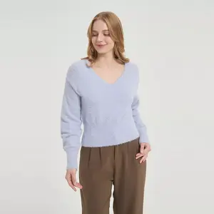 Women's Fuzzy Pullover Sweater - A New Day Blue M