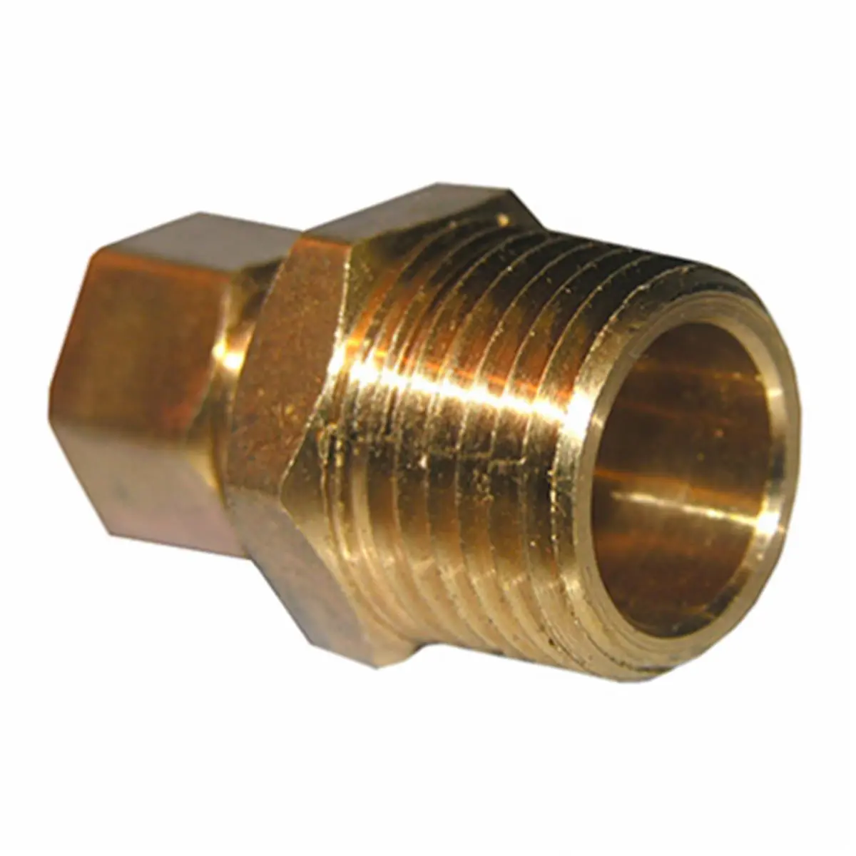 212 MAIN Brass Compression-Type Connecting Adapter (Pack of 6) - 0.37x0.5" Male Pipe Thread (0.5 MPT) Plumbing Fitting, Corrosion-Resist Pipe Fittings, Low Magnetic Permeability, High Ductility at High Temperatures