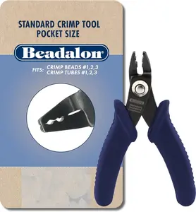 Beadalon Crimp Tool Standard - Fits Crimp Beads #1-3, Crimp Tubes #2-3, Dark Blue, Pocket Travel Size 4 in / 10.1 cm