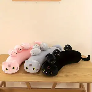 4 Counts Cat Family Plush Toys, Long Pillow Dolls, Soft Stuffed Animals, Comfortable Cushion, Cute Playthings for Kids and Adults