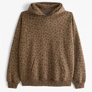 Autumn New Men/Women Leopard Print Hooded Sweatshirt American Retro Loose Top