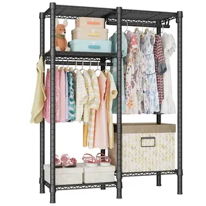 31.2''W x 11.8''D x 48''H Multifunctional SMALL Clothing Rack with 4 Tiers Freestanding Portable for Hanging Clothes Hats Bags Scarves Space Saving Stylish Home Organization Adjustable Removable