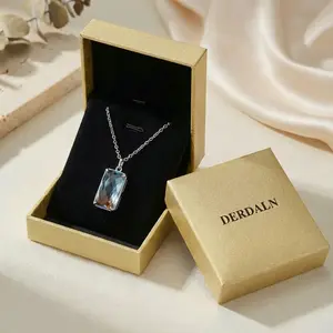 DERDALN Silver-Plated Aurora Borealis Crystal Necklace, Iridescent Rainbow Adjustable Pendant, Artificial Bling Box Necklace, Fairycore Jewelry Gift for Women, Crystal Necklaces, Adjustable Pendants Necklaces
