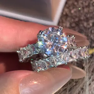 Women's ring stackable cubic zirconia true love eternal proposal wedding sparkling jewelry wife perfect gift size 5-10